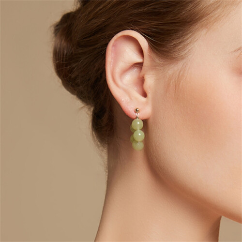 real natural green jade earrings for women gold jade earrings dainty jade stud hoop handmade jewelry