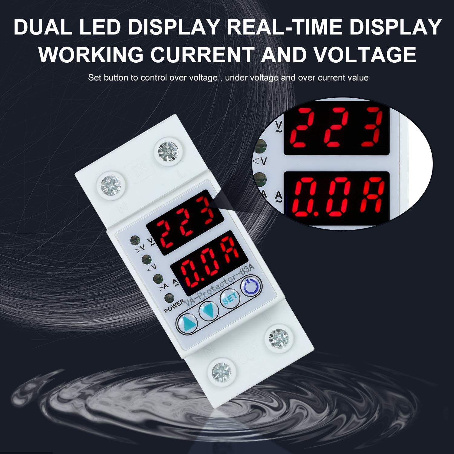 Releu monofazic si contor de energie, JENUOS®, 63A, reglabil, digital, protectie supratensiune si suprasarcina, Alb 2 71Ot5rHwSLL. AC SL1500
