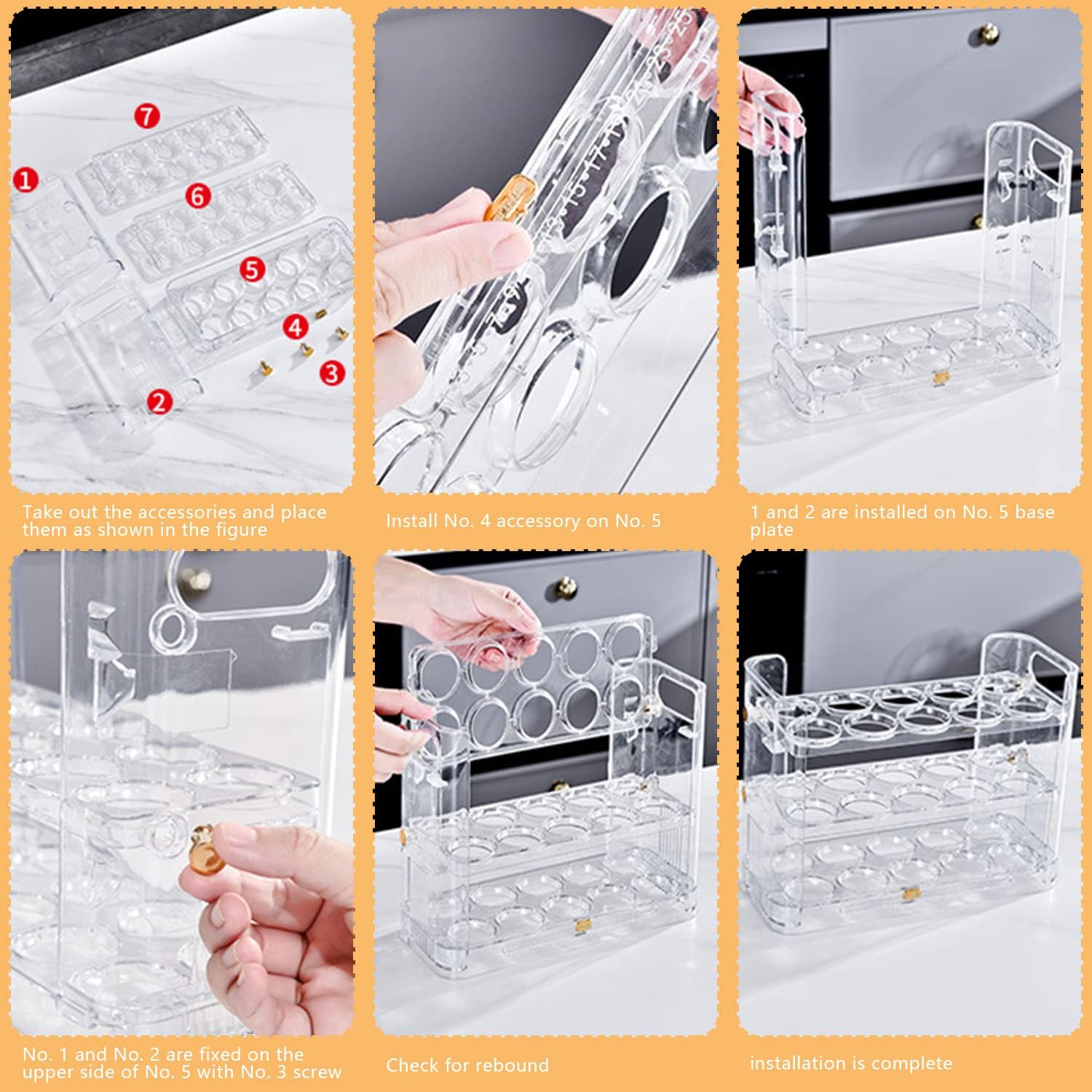 Suport organizator oua pentru frigider, depozitare 30 bucati, flip cu 3 straturi, Transparent, Stuffix® 3 71ggmxFI JL. AC SL1500