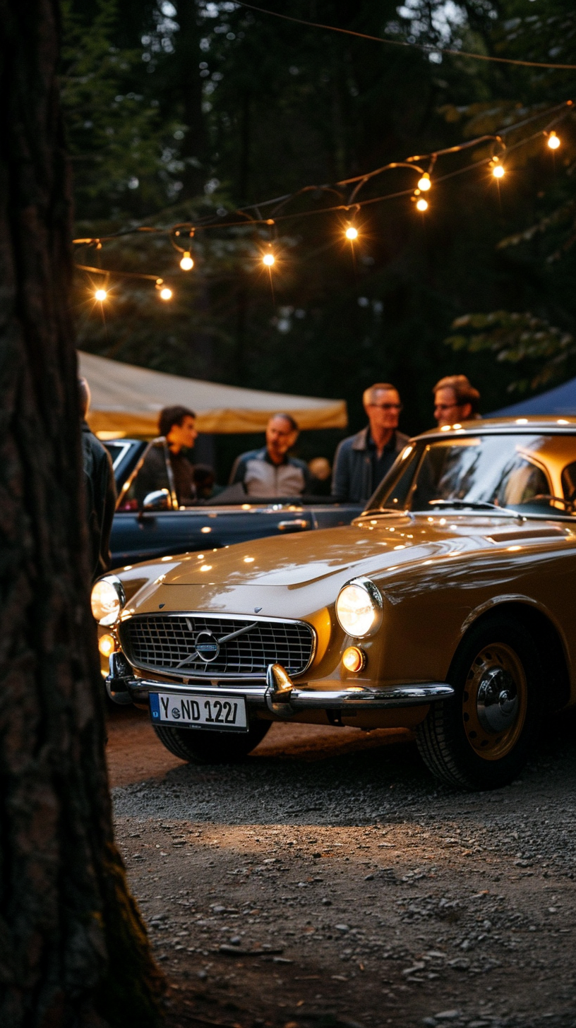 With golden cars parked in the woods and bright lights flashing in the crowd, there was no festive atmosphere even at night.