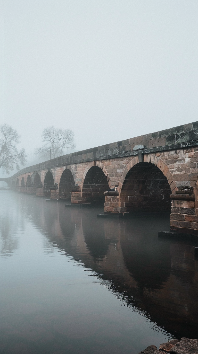 The bridge was made of very thin stone, which had frozen over.