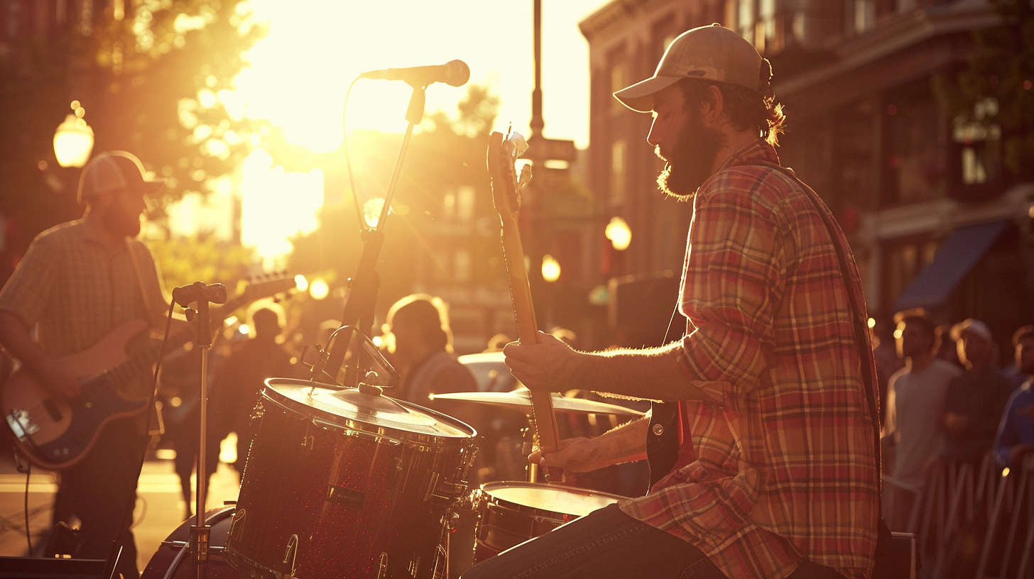 He can play guitar and drums.