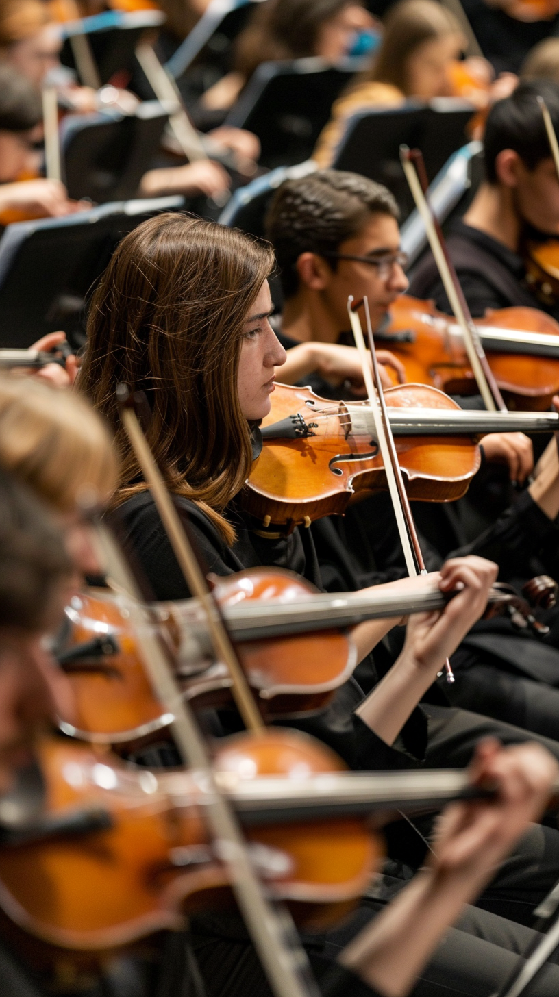 The dark musicians focused on piano playing and harmonized in the Philharmonic orchestra.