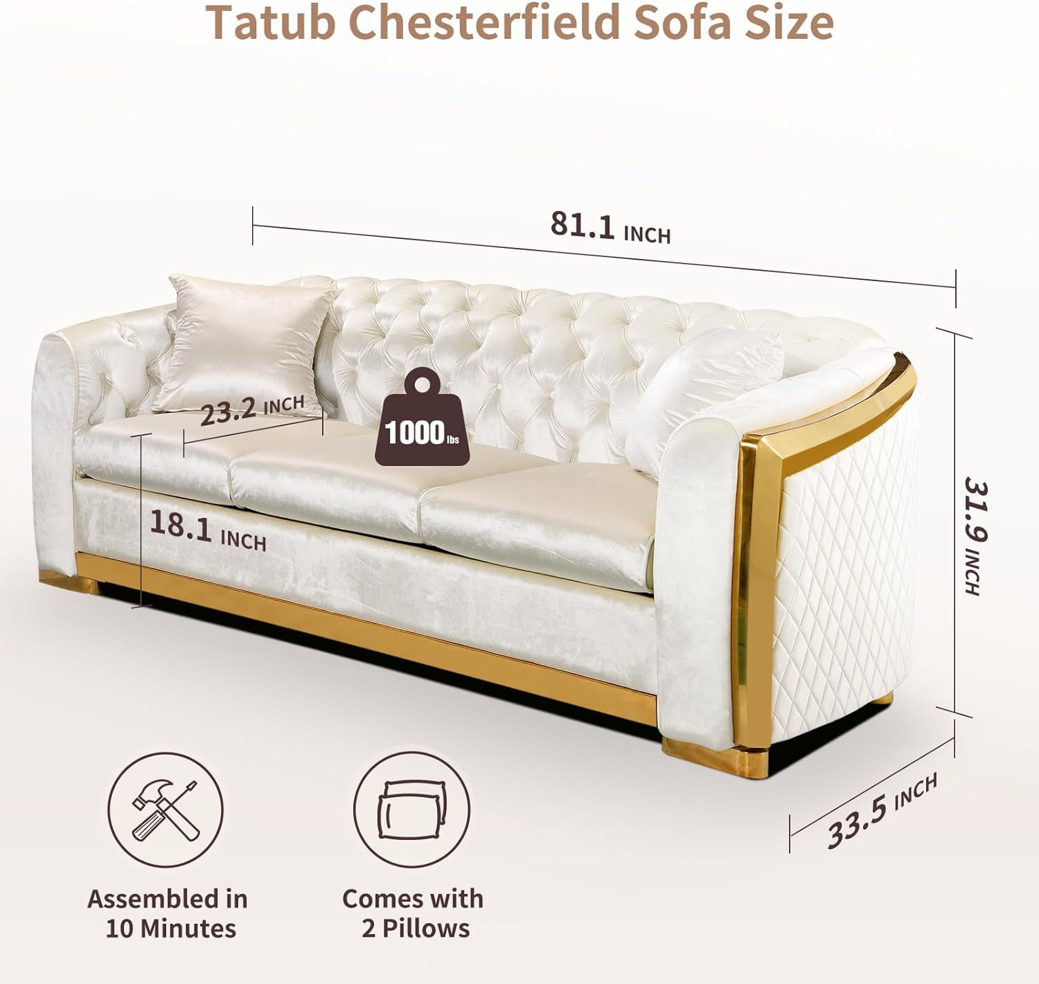 89 Inch Velvet Chesterfield Sofa, 3 Seater Tufted Couch Luxury Modern Upholstered Sofa 89 Inch Velvet Chesterfield Sofa, 3 Seater Tufted Couch Luxury Modern Upholstered Sofa