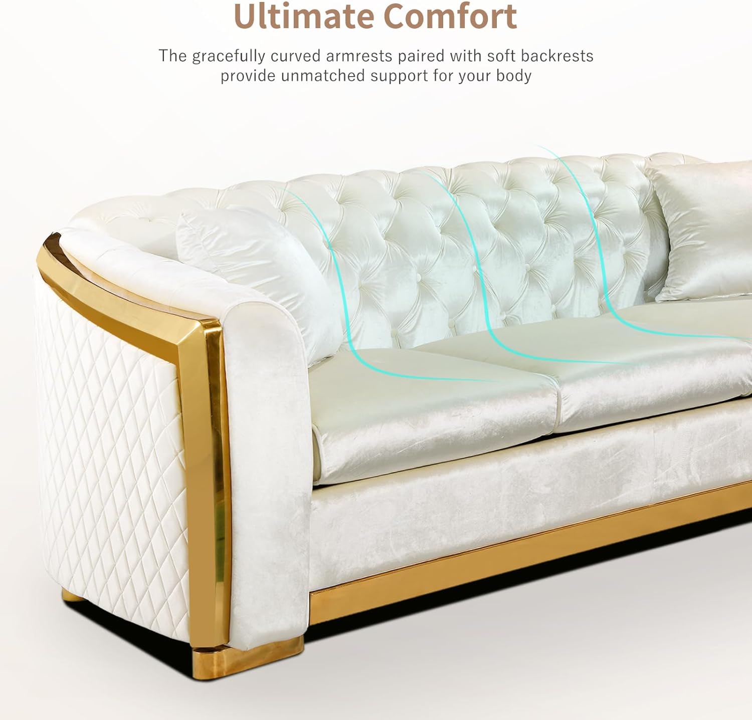 89 Inch Velvet Chesterfield Sofa, 3 Seater Tufted Couch Luxury Modern Upholstered Sofa 89 Inch Velvet Chesterfield Sofa, 3 Seater Tufted Couch Luxury Modern Upholstered Sofa