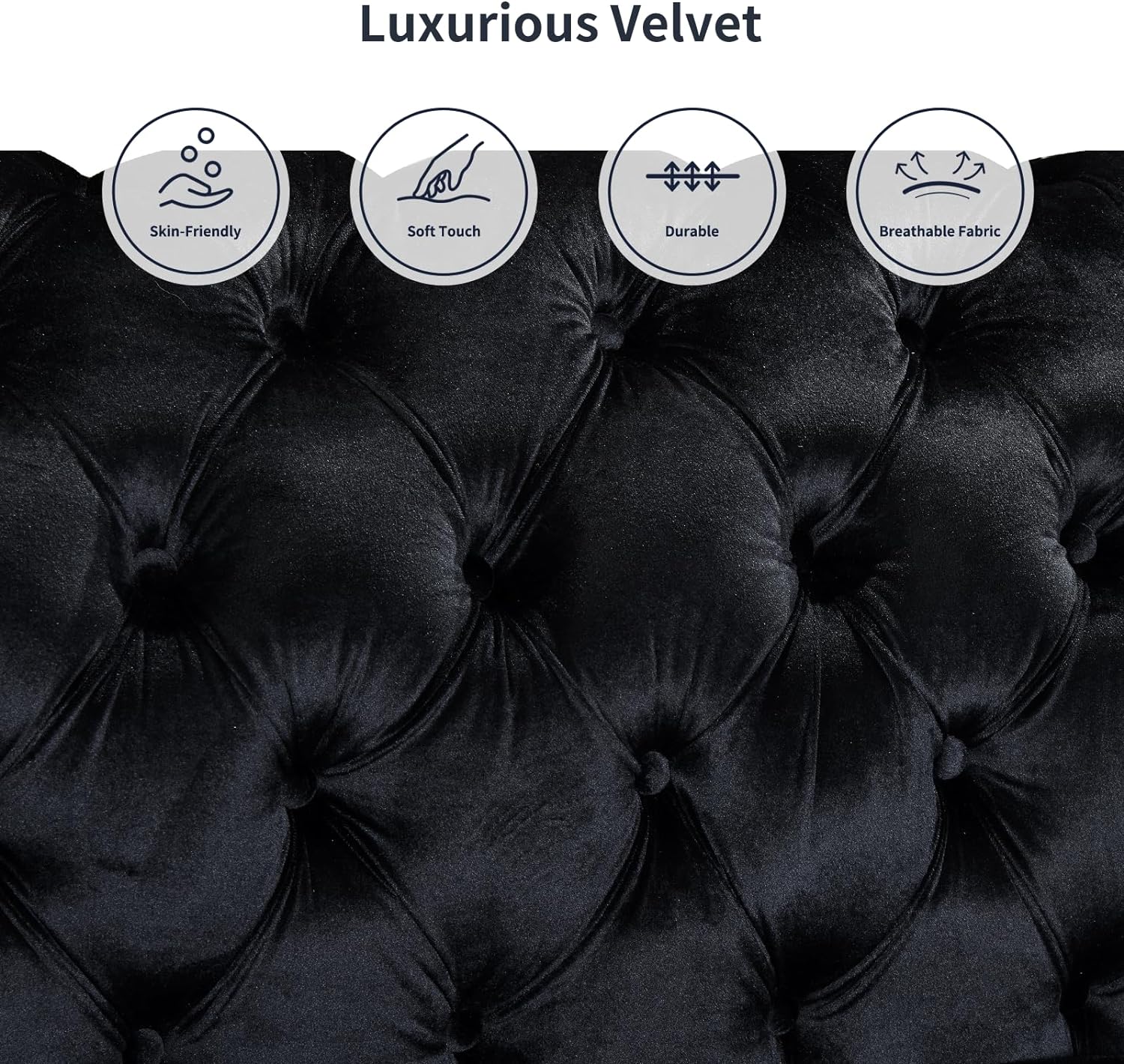 89 Inch Velvet Chesterfield Sofa, 3 Seater Tufted Couch Luxury Modern Upholstered Sofa 89 Inch Velvet Chesterfield Sofa, 3 Seater Tufted Couch Luxury Modern Upholstered Sofa