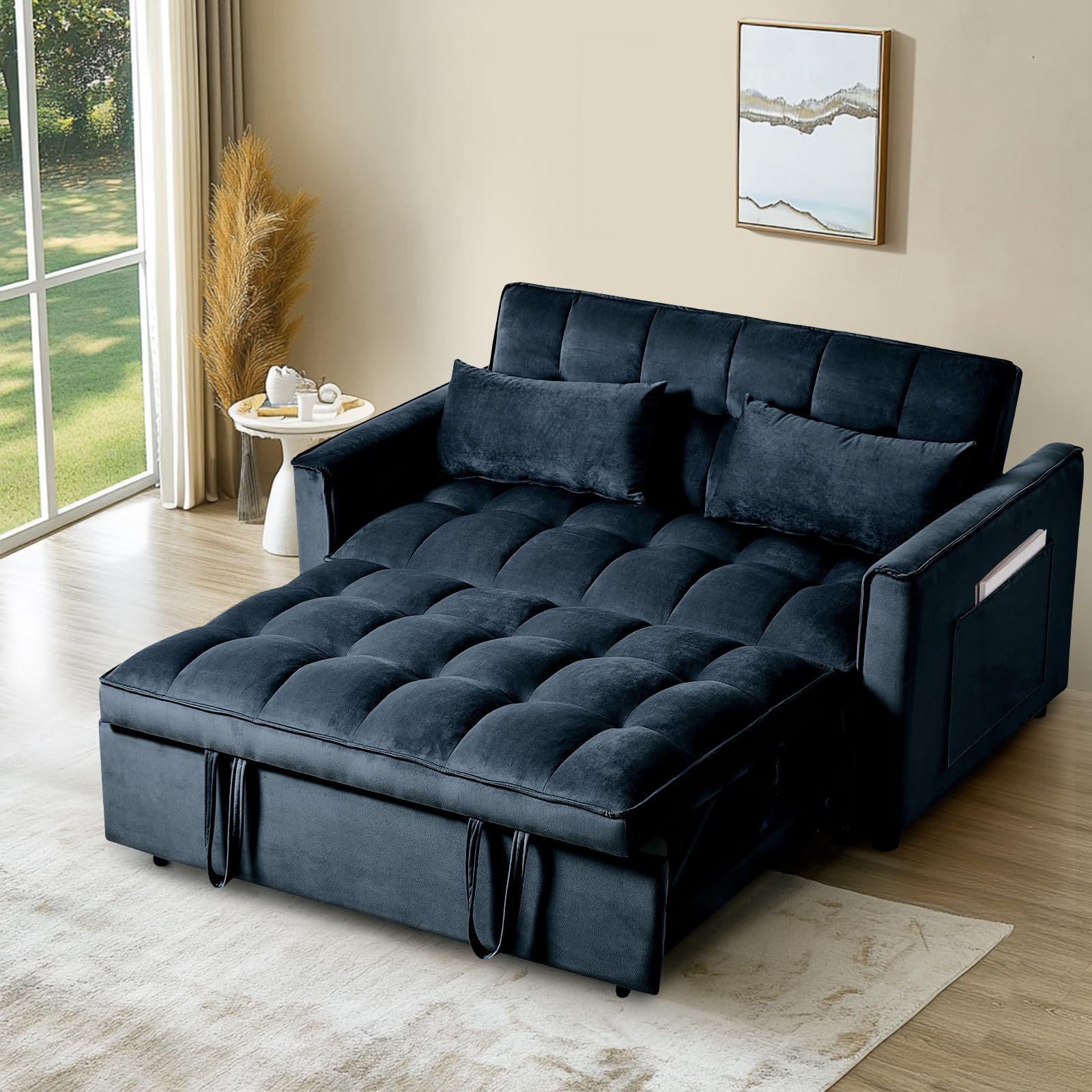 3 in 1 Velvet Sofa Bed with Adjustable Backrest 3 in 1 Velvet Sofa Bed with Adjustable Backrest