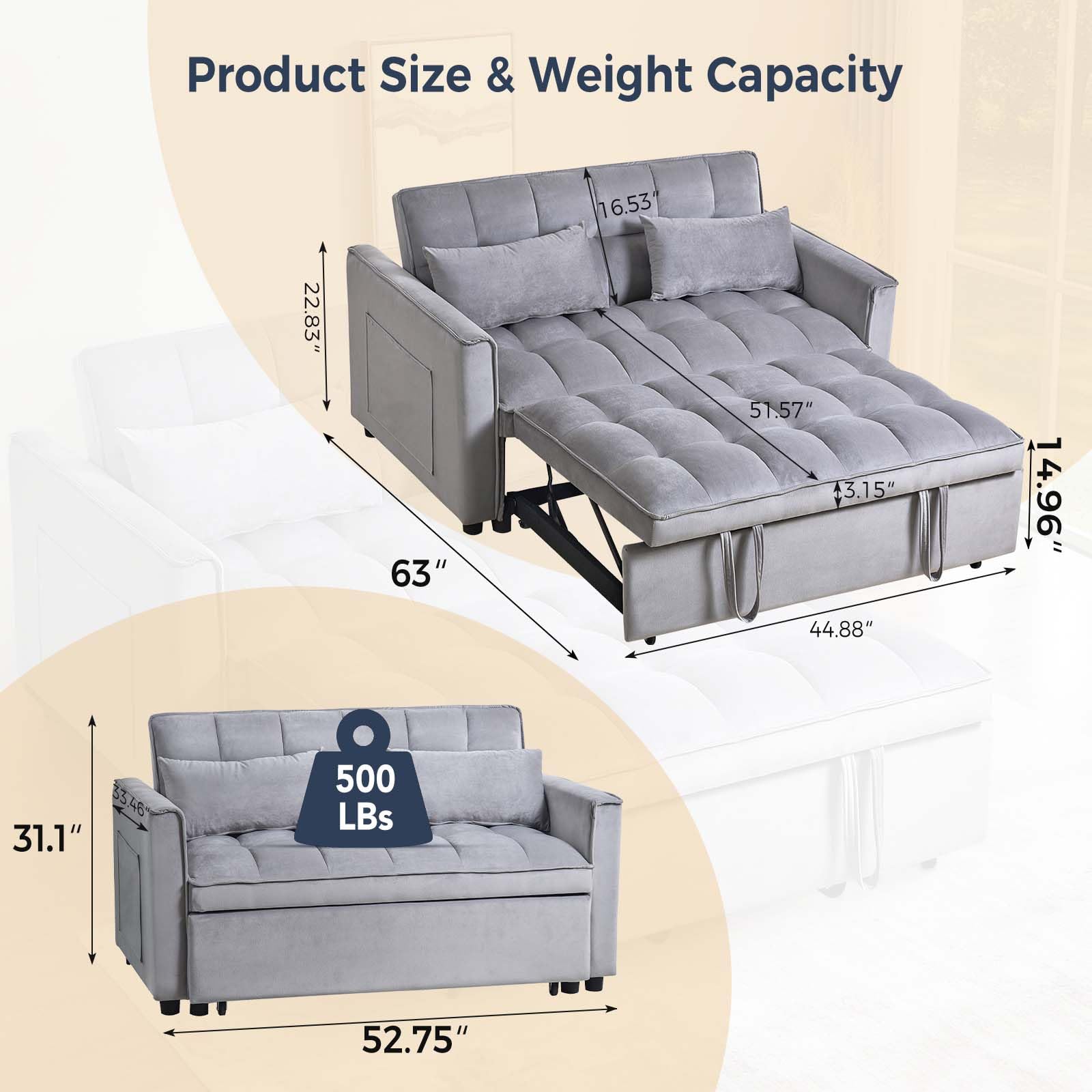 3 in 1 Velvet Sofa Bed with Adjustable Backrest 3 in 1 Velvet Sofa Bed with Adjustable Backrest