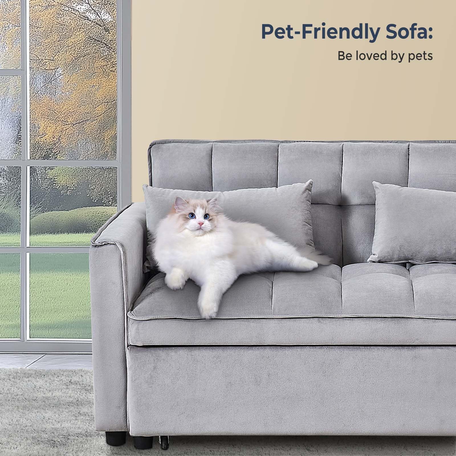 3 in 1 Velvet Sofa Bed with Adjustable Backrest 3 in 1 Velvet Sofa Bed with Adjustable Backrest