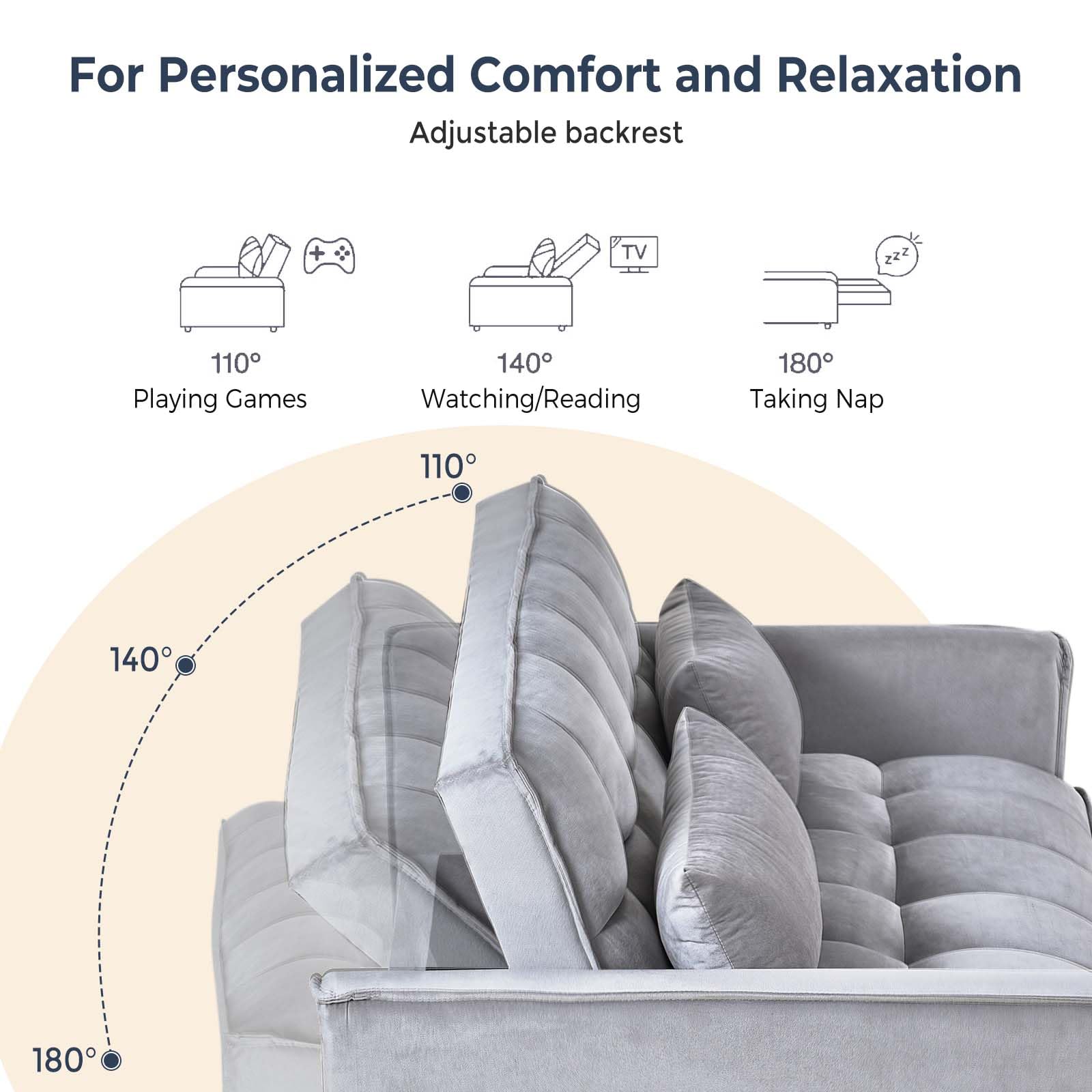 3 in 1 Velvet Sofa Bed with Adjustable Backrest 3 in 1 Velvet Sofa Bed with Adjustable Backrest