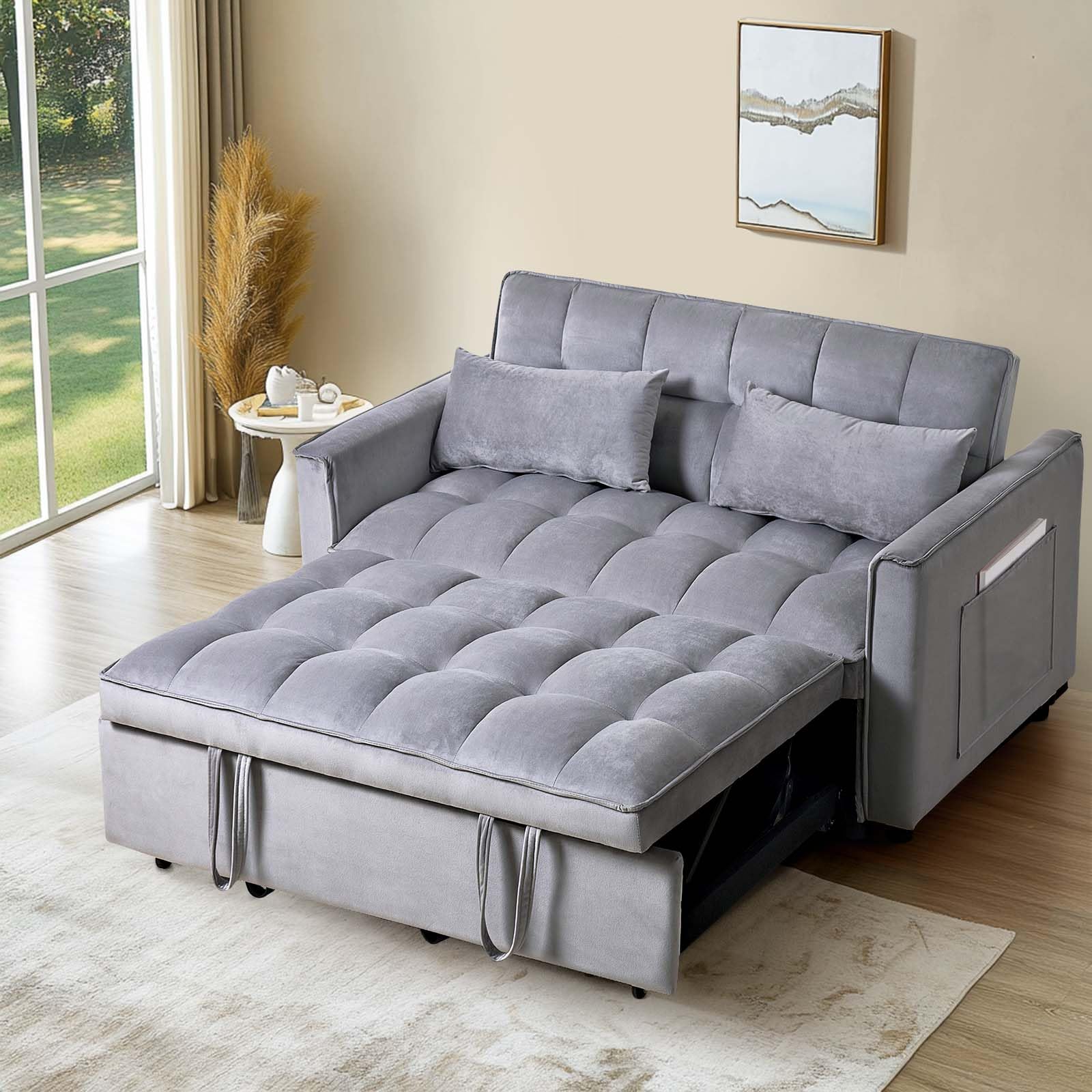 3 in 1 Velvet Sofa Bed with Adjustable Backrest 3 in 1 Velvet Sofa Bed with Adjustable Backrest