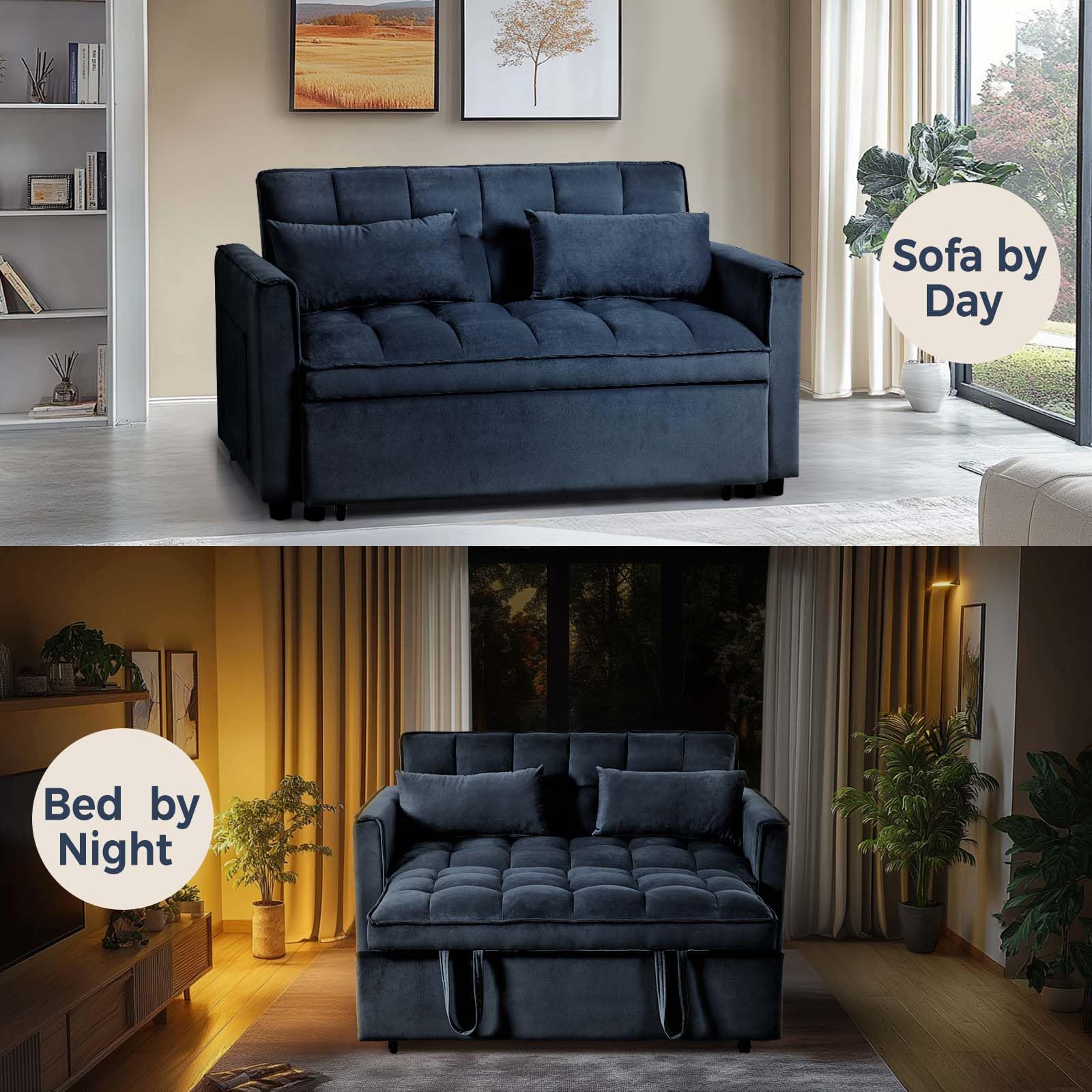 3 in 1 Velvet Sofa Bed with Adjustable Backrest 3 in 1 Velvet Sofa Bed with Adjustable Backrest