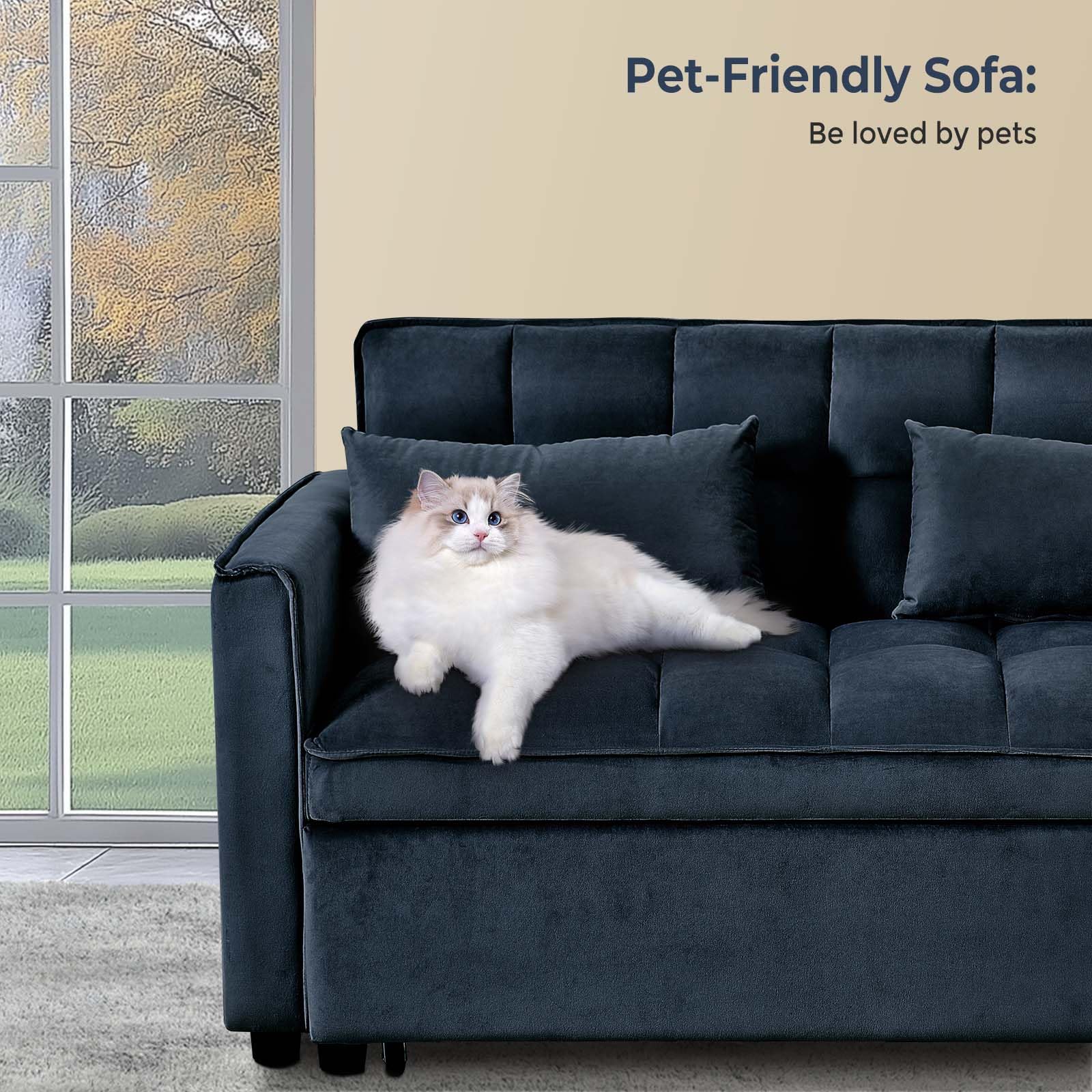 3 in 1 Velvet Sofa Bed with Adjustable Backrest 3 in 1 Velvet Sofa Bed with Adjustable Backrest