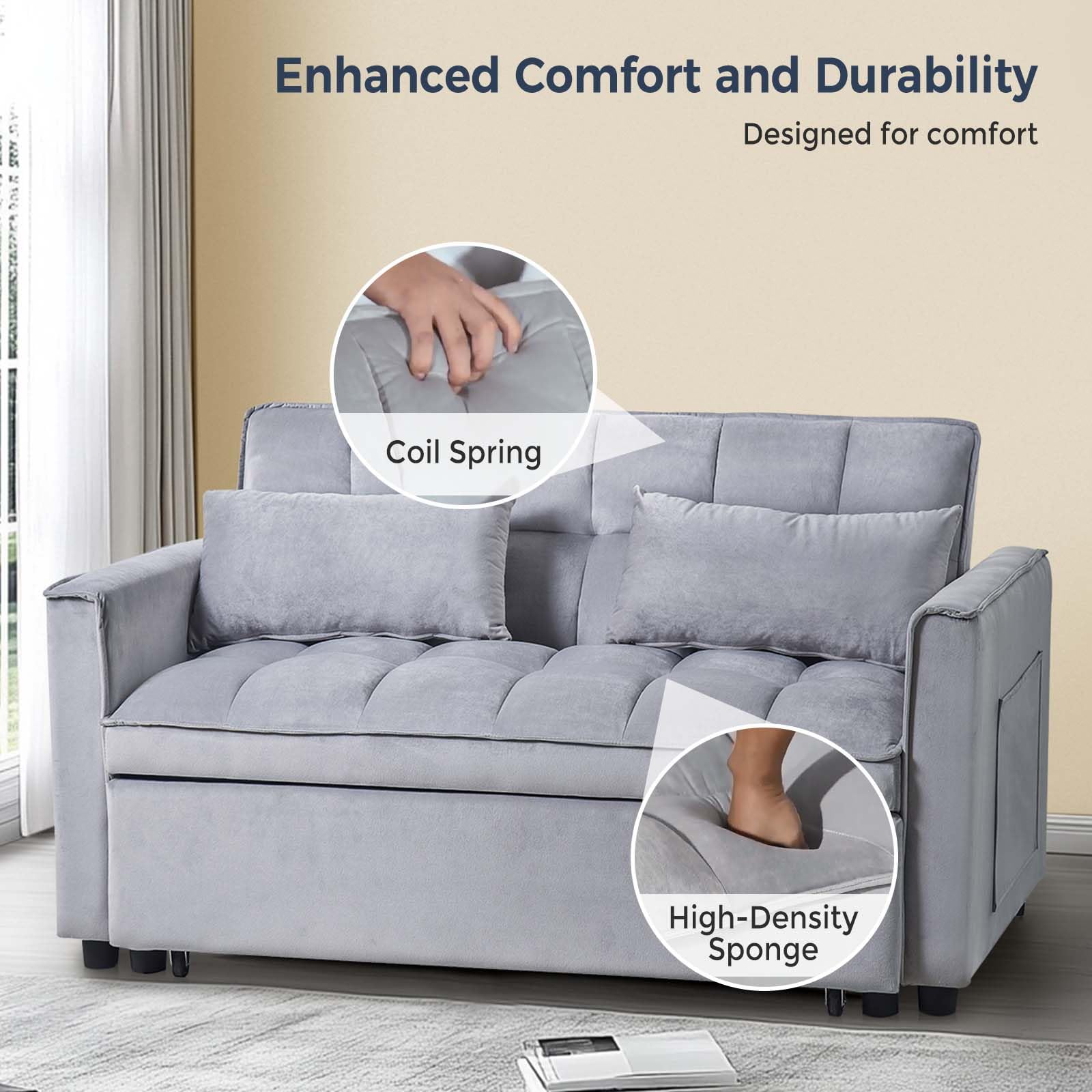 3 in 1 Velvet Sofa Bed with Adjustable Backrest 3 in 1 Velvet Sofa Bed with Adjustable Backrest