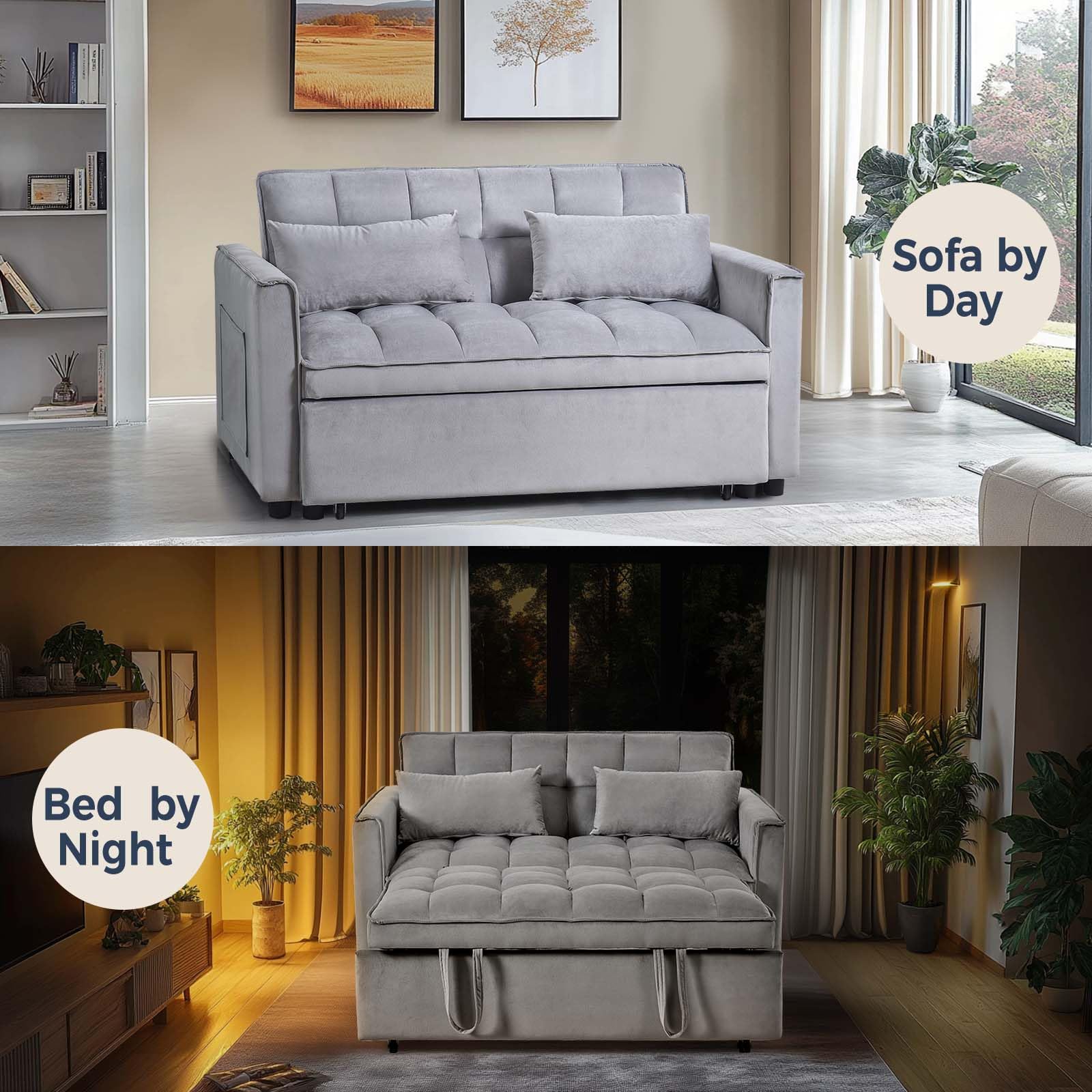 3 in 1 Velvet Sofa Bed with Adjustable Backrest 3 in 1 Velvet Sofa Bed with Adjustable Backrest