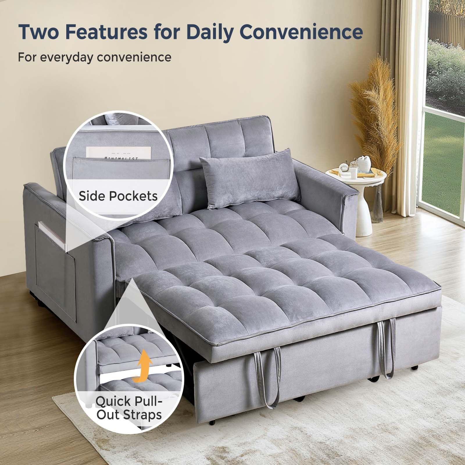 3 in 1 Velvet Sofa Bed with Adjustable Backrest 3 in 1 Velvet Sofa Bed with Adjustable Backrest
