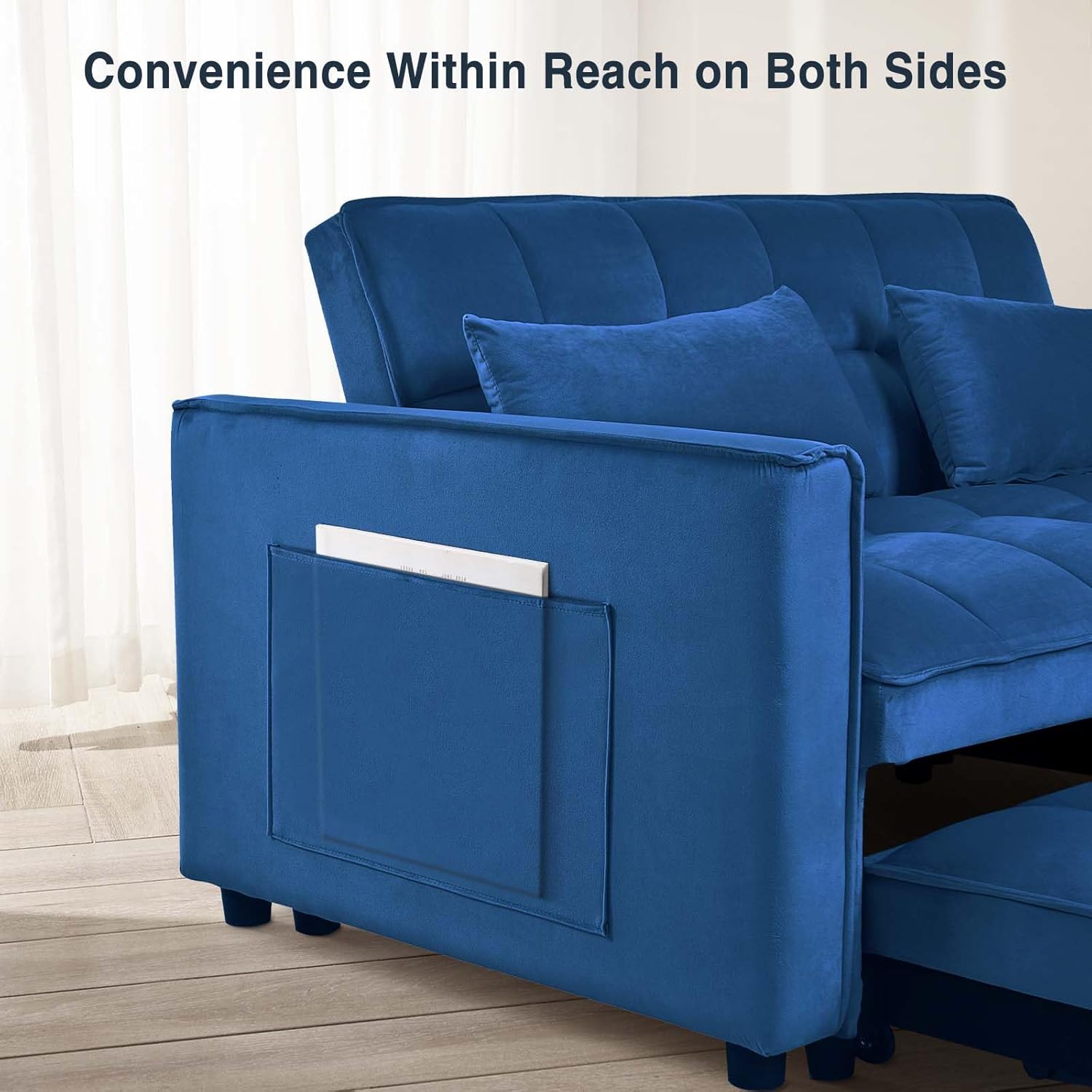 3 in 1 Velvet Sofa Bed with Adjustable Backrest 3 in 1 Velvet Sofa Bed with Adjustable Backrest