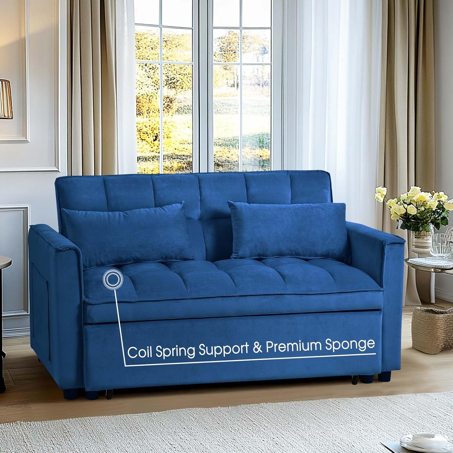 3 in 1 Velvet Sofa Bed with Adjustable Backrest 3 in 1 Velvet Sofa Bed with Adjustable Backrest
