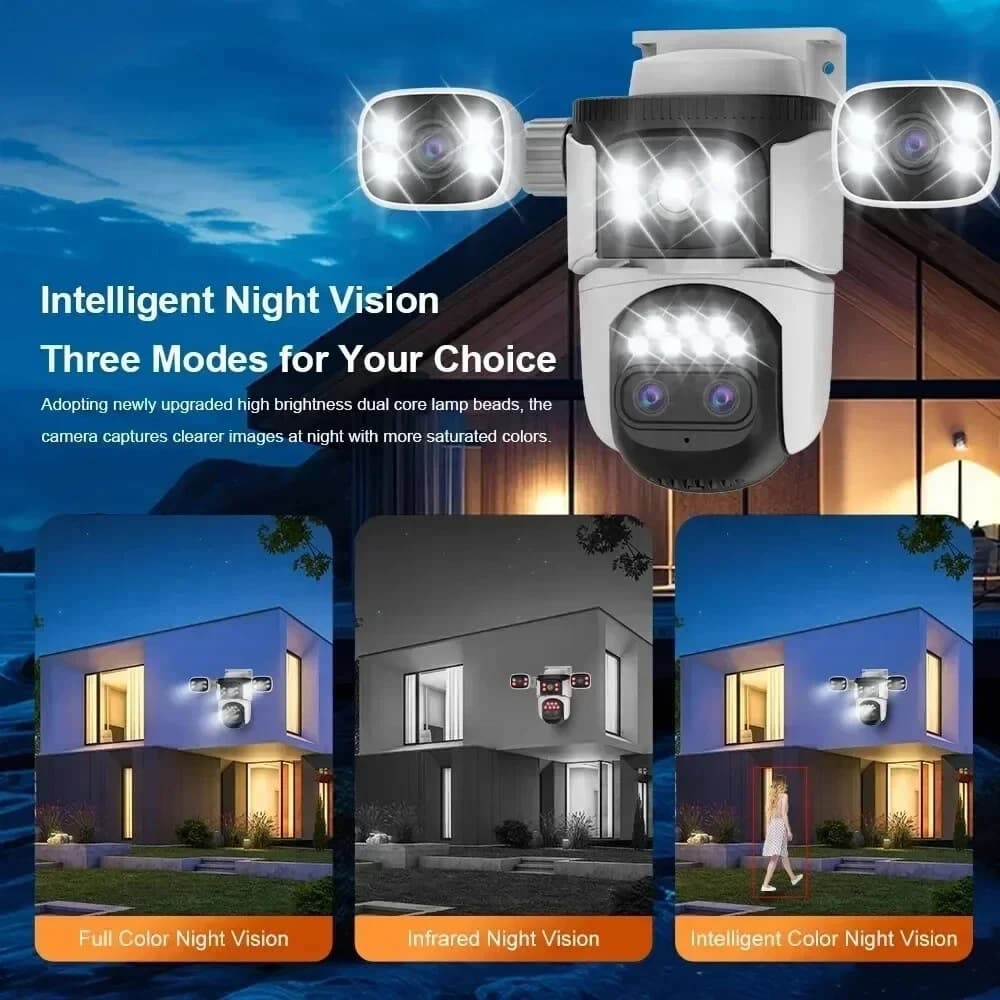 Four Lens 10K WiFi Security Camera 10X Zoom Outdoor Night Vision