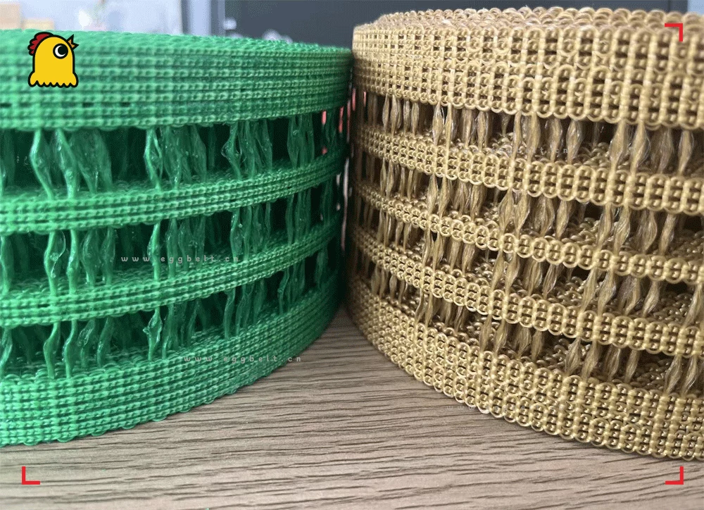 Roll of 4th generation egg conveyor belt made from virgin PVC and polyester, ready for automated poultry farm installation